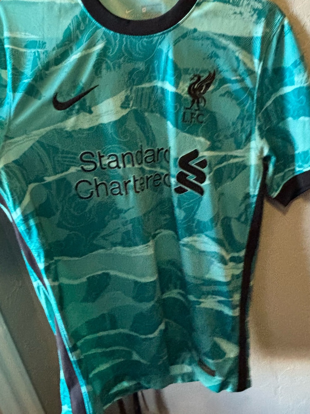 Nike Liverpool Teal and Black Men's Jersey
